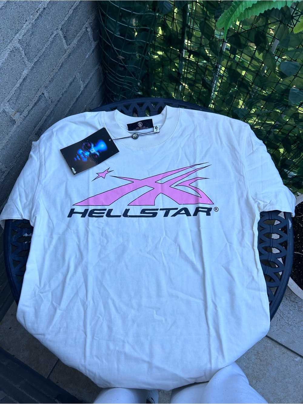 Hellstar Men's White Tee with Pink Logo